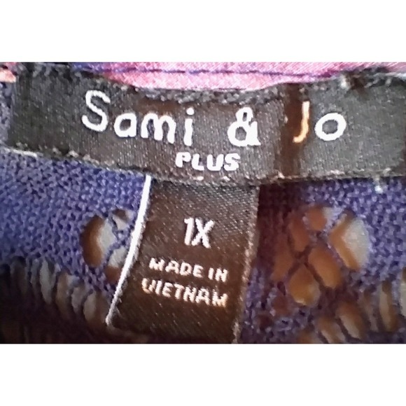 Sami & Jo Plus Size 1X Floral Open Front Kimono Cardigan Pink Blue - Picture 3 of 5